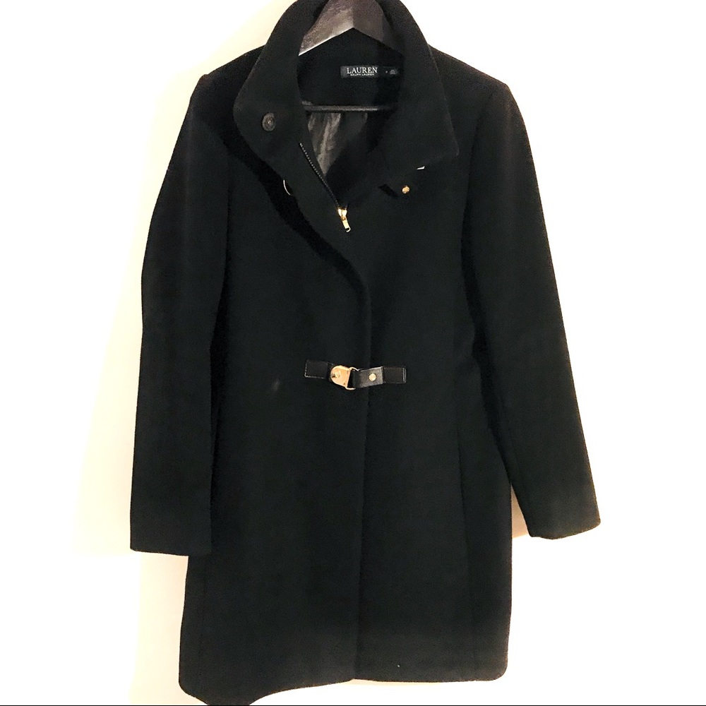 Ralph Lauren Tap Front Closure Wool Blend Coat